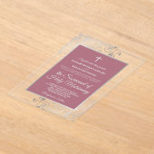Invitations En Acrylique Elegant Dusty Rose Ornate Silver Catholic Wedding (Poser)