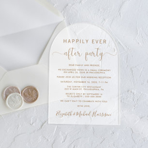 Invitations En Acrylique Élégant Écriture Dorée Arc Réception de Mariage Gi