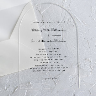 Invitations En Acrylique Élégant écriture noir et blanc mariages formels cl