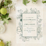 Invitations En Acrylique Élégant Emerald Green Floral Line Art Mariage<br><div class="desc">Découvrez l'élégance sereine de votre mariage avec ce faire-part de mariage d'art floral Emerald Green. Les gracieuses illustrations florales, associées à la teinte douce et sophistiquée de Emerald Green, évoquent un sentiment intemporel de calme et de romance. Parfait pour les fêtes côtières, les soirées de jardin ou les réceptions de...</div>