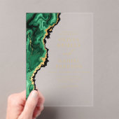 Invitations En Acrylique Élégant Emerald Green Gold Agate Mariage (In situ (ordinateur de poche))