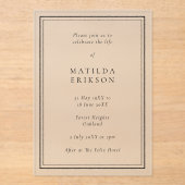 Invitations En Acrylique Élégant enterrement | Fête classique de la vie (Recto)