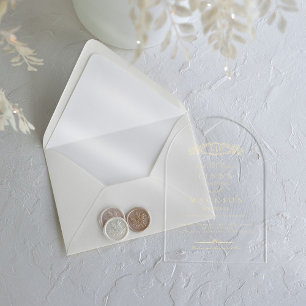 Invitations En Acrylique Élégant et chic blason botanique monogramme mariag
