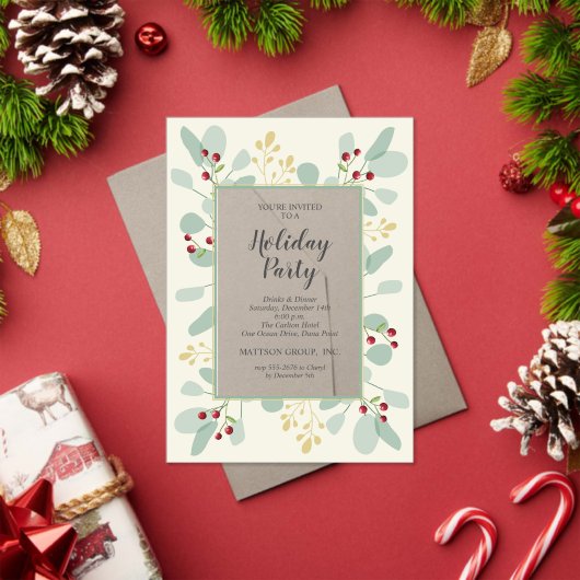 Invitations En Acrylique Elegant Eucalyptus & Berries Christmas Holiday (Insitu (vacances))