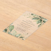 Invitations En Acrylique Élégant Eucalyptus Feuille Mariage moderne (Poser)