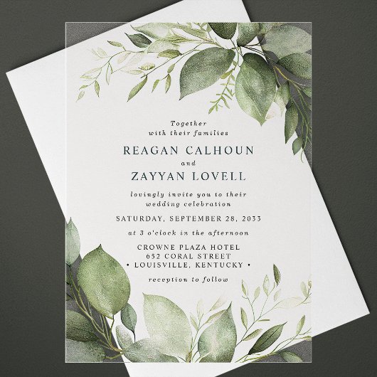 Invitations En Acrylique Élégant Eucalyptus Feuille Mariage moderne
