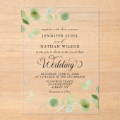 Invitations En Acrylique Elegant Eucalyptus Greenery Minimalist Wedding (Recto)