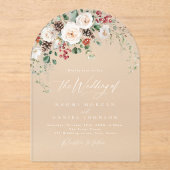 Invitations En Acrylique Elegant Festive Floral Holiday Winter Wedding (Recto)