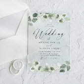 Invitations En Acrylique Élégant Feuilles verts Toutes les saisons Mariage