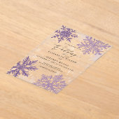 Invitations En Acrylique Élégant Flammes de neige violette Mariage d'hiver (Poser)