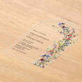 Invitations En Acrylique Elégant Fleur sauvage aquarelle Mariage photo (Poser)