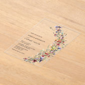 Invitations En Acrylique Elégant Fleur sauvage aquarelle Mariage photo (Poser)