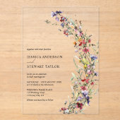Invitations En Acrylique Elégant Fleur sauvage aquarelle Mariage photo (Recto)
