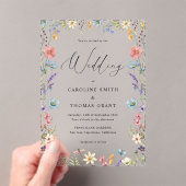 Invitations En Acrylique Élégant Fleur sauvage Bloom Romantique Script Mari (In situ (ordinateur de poche))