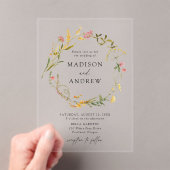 Invitations En Acrylique Élégant Fleur sauvage d'été Mariage de couronne (In situ (ordinateur de poche))