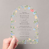 Invitations En Acrylique Élégant Fleur sauvage Floral Arch Mariage (In situ (ordinateur de poche))