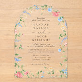 Invitations En Acrylique Élégant Fleur sauvage Floral Arch Mariage (Recto)