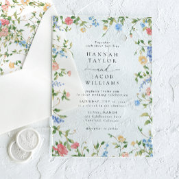 Invitations En Acrylique Élégant Fleur sauvage Floral Boho Mariage