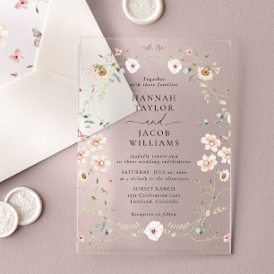 Invitations En Acrylique Élégant Fleur sauvage Floral Mariage
