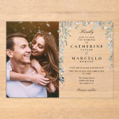 Invitations En Acrylique Élégant Fleur sauvage Floral Photo Mariage (Recto)