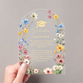 Invitations En Acrylique Élégant Fleur sauvage Meadow Garden Twin Graduatio (In situ (ordinateur de poche))