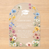 Invitations En Acrylique Élégant Fleur sauvage Meadow Garden Twin Graduatio (Recto)