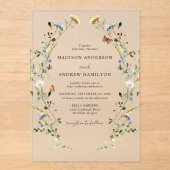 Invitations En Acrylique Élégant Fleur sauvage Meadow Mariage (Recto)