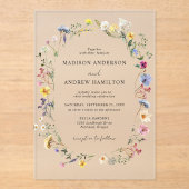 Invitations En Acrylique Élégant Fleur sauvage Meadow Mariage (Recto)
