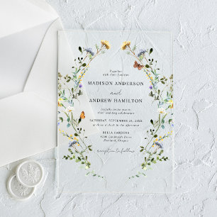 Invitations En Acrylique Élégant Fleur sauvage Meadow Mariage