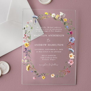 Invitations En Acrylique Élégant Fleur sauvage Meadow Mariage