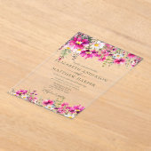 Invitations En Acrylique Élégant Fleur sauvage rose vif Mariage floral (Poser)