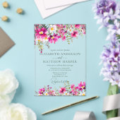 Invitations En Acrylique Élégant Fleur sauvage rose vif Mariage floral (Insitu (Mariage))