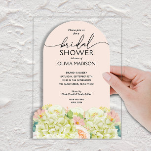 Invitations En Acrylique Élégant floral aquarelle rose Baby Shower de maria