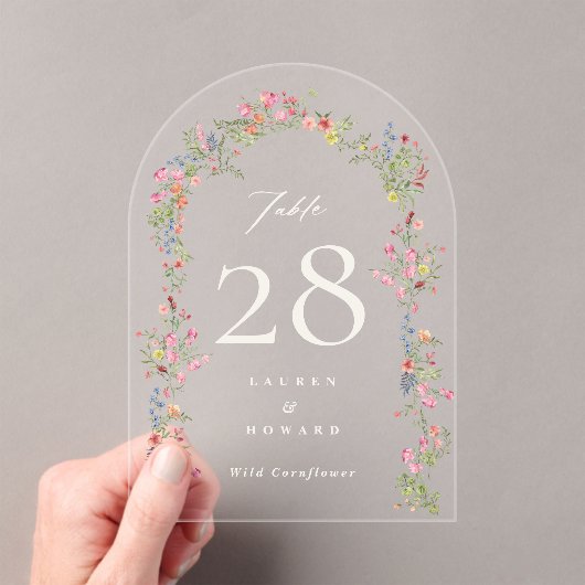 Invitations En Acrylique élégant floral Arc mariage acrylique  Numéro de ta (In situ (ordinateur de poche))