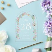 Invitations En Acrylique élégant floral Arc mariage acrylique  Numéro de ta (Insitu (Mariage))