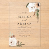 Invitations En Acrylique Élégant floral boho mariage clair (Recto)