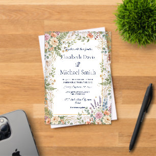 Invitations En Acrylique Élégant floral botanique vintage