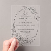 Invitations En Acrylique Elégant Floral Flowers Botanical Line Art Mariage (In situ (ordinateur de poche))