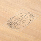 Invitations En Acrylique Elégant Floral Flowers Botanical Line Art Mariage (Poser)