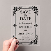 Invitations En Acrylique Elegant Floral Frame Wedding Save the Date (In situ (ordinateur de poche))