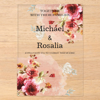 Invitations En Acrylique elegant floral illustrations