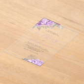 Invitations En Acrylique Élégant floral Lilac Mariage de script argent (Poser)