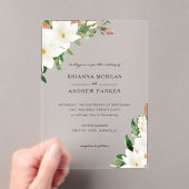 Invitations En Acrylique Elegant  Floral Magnolia (In situ (ordinateur de poche))