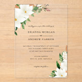 Invitations En Acrylique Elegant  Floral Magnolia (Recto)