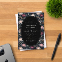 Élégant Floral Romantique Mariage Brunch Sombre