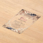 Invitations En Acrylique Élégant Floral, String Lights 60e anniversaire (Poser)