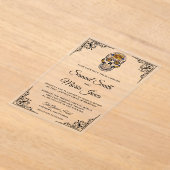Invitations En Acrylique Elegant Floral Sugar Skull Wedding (Poser)