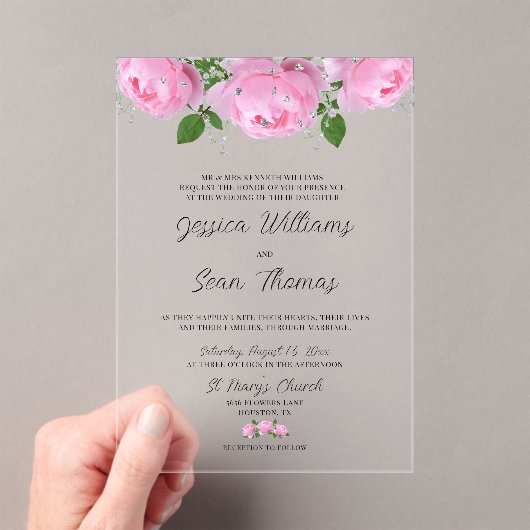 Invitations En Acrylique Elegant Floral Wedding (In situ (ordinateur de poche))