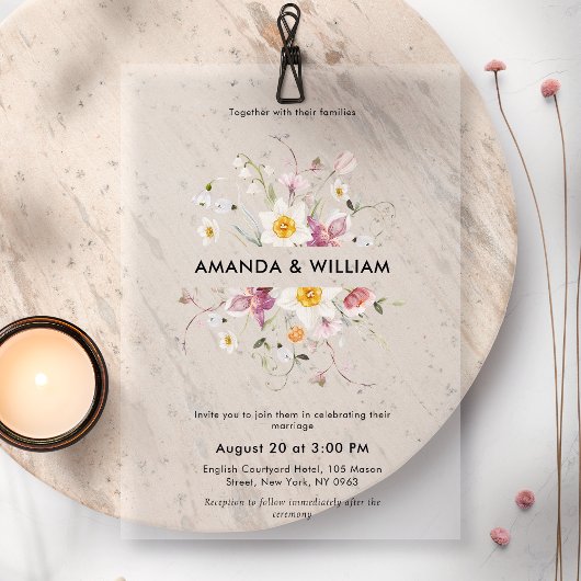 Invitations En Acrylique Elegant Floral Wedding