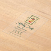 Invitations En Acrylique Elegant French Horn Christmas Dark Green (Poser)